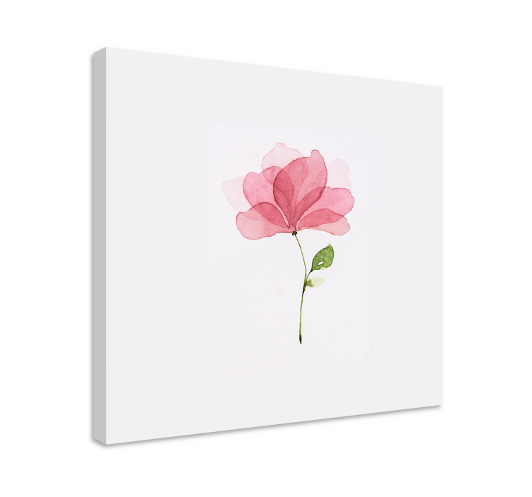 Cuadro plantas Flor rosa acuarela - TenVinilo