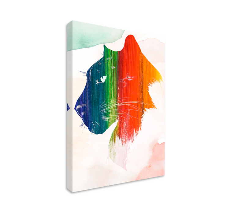 Cuadro de gatos perfil de león colorido - TenVinilo