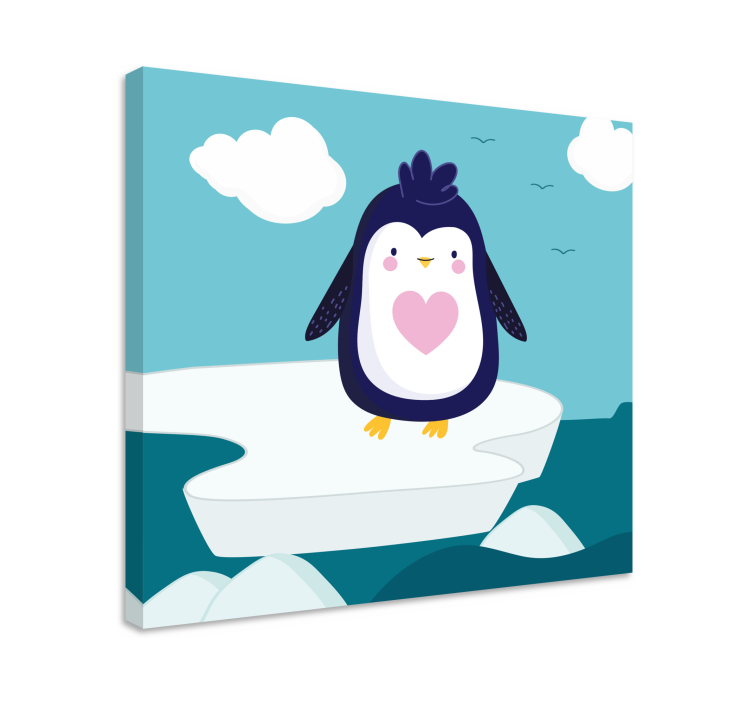 Cuadro 3d personaje de pingüino adorable - TenVinilo
