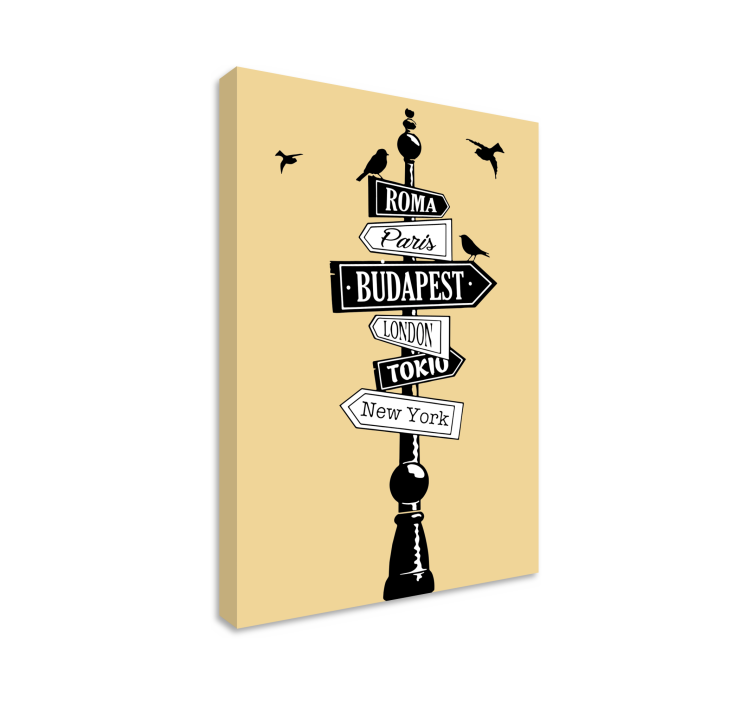 Cuadro ciudades Señales de dirección de budapest de las ciudades - TenVinilo
