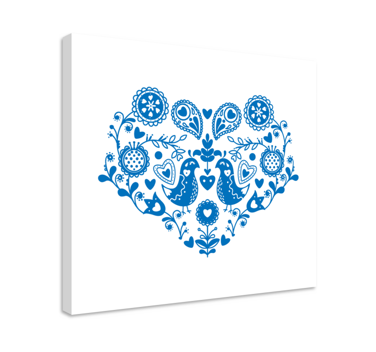 Cuadro bodegones patrón de corazones con pájaros - TenVinilo