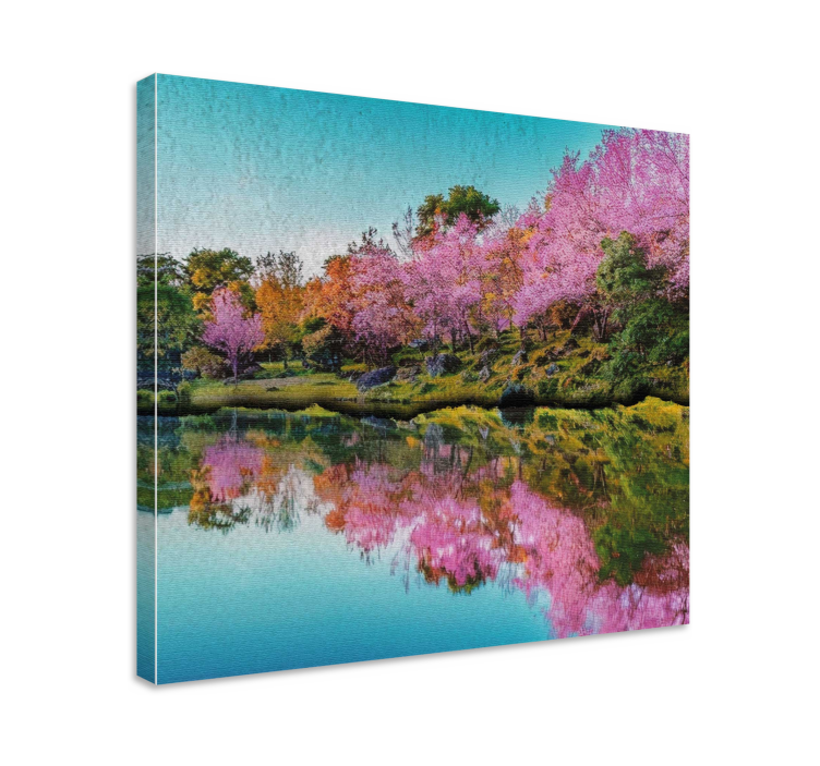 Cuadro paisajes reflejo de flor de cerezo - TenVinilo