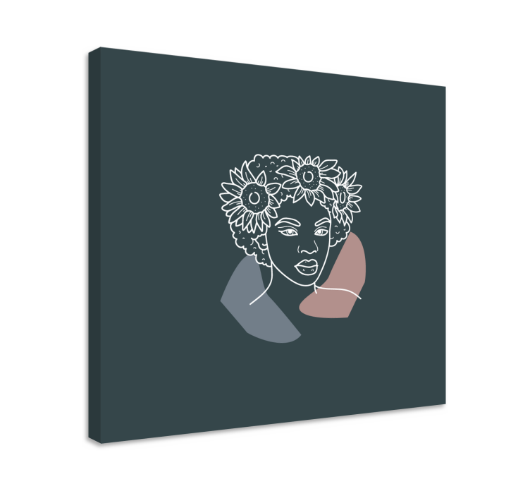 Cuadro de flores Girasol minimalista con mujer - TenVinilo