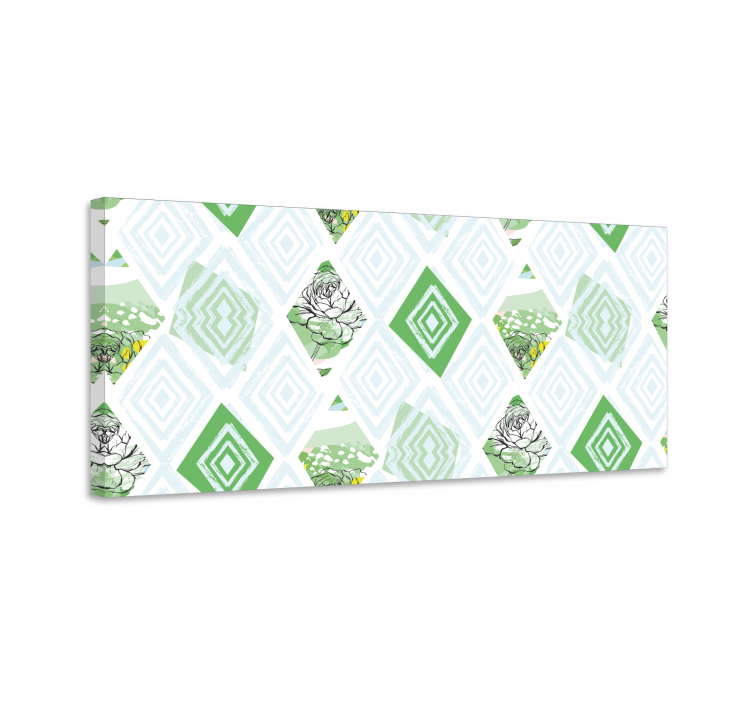 Cuadro de flores con patrón geométrico de suculentas - TenVinilo