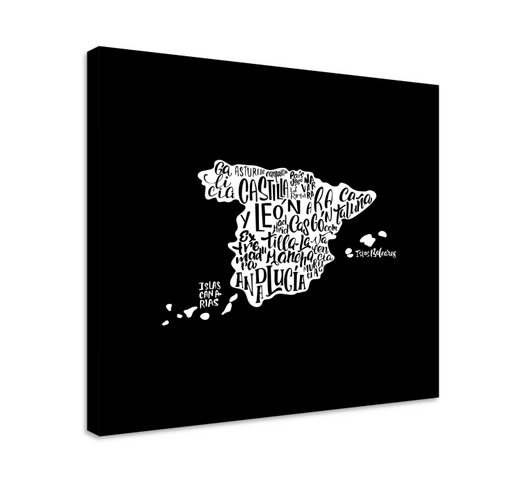Cuadro mapa tipografía creativa del mapa - TenVinilo