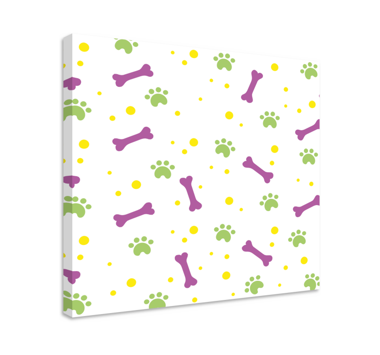 Cuadro perro Coloridas patas y huesos de perro - TenVinilo