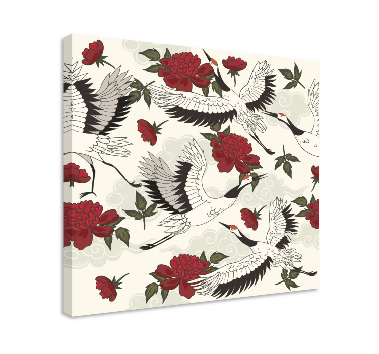 Cuadro de flores Patrón de pájaro de tonos tierra calmantes - TenVinilo