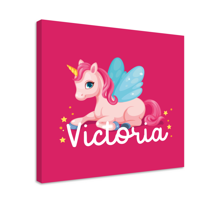 Cuadro personalizable Divertido unicornio rosa feliz - TenVinilo