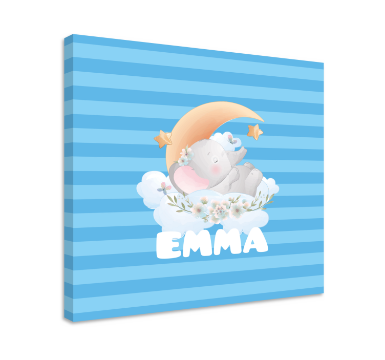 Cuadro personalizable Lindos animales elefante con nombre - TenVinilo