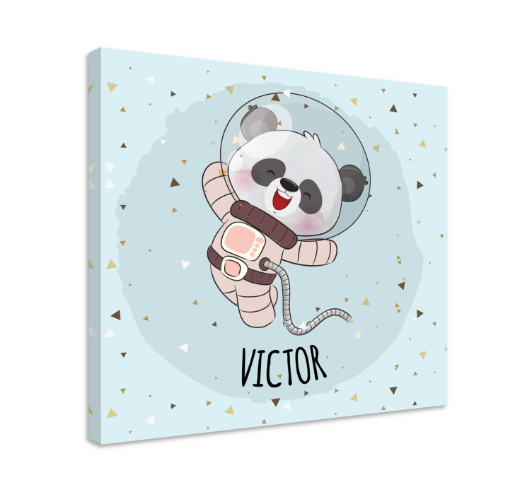 Cuadro personalizable Lindo panda para niño con nombre - TenVinilo