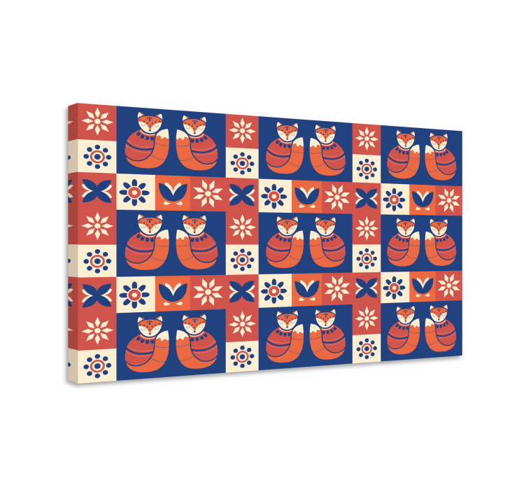 Cuadro de gatos patrón de felinos amigables - TenVinilo