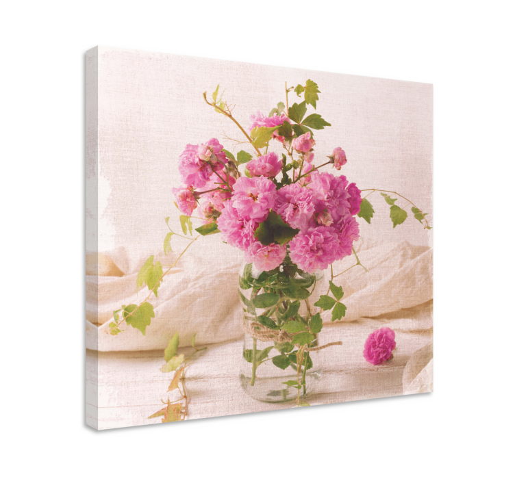 Cuadro de flores composición botánica en rosa - TenVinilo