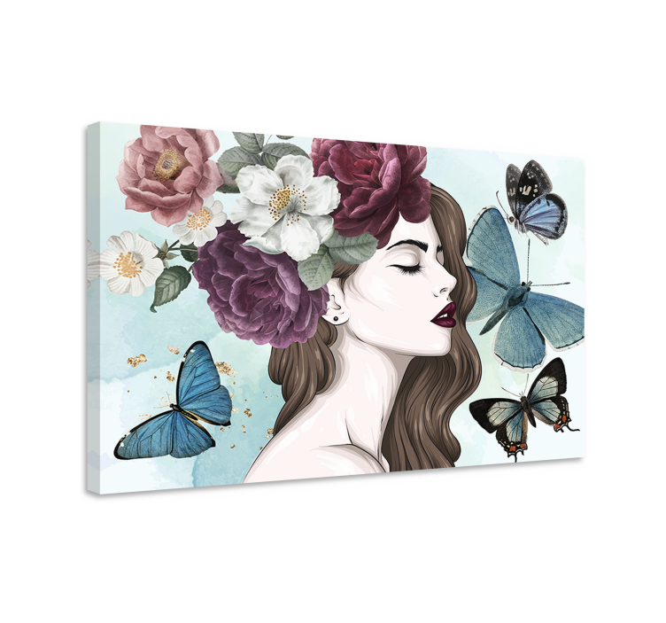Cuadro de flores elegancia floral con mariposas. - TenVinilo