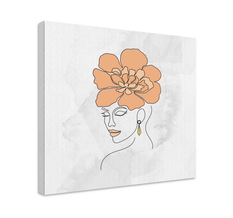 Cuadro artístico retrato floral elegante - TenVinilo