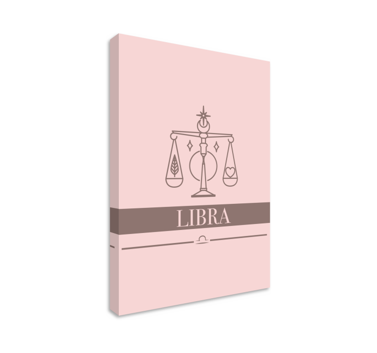 Cuadro para salón Libra tarjeta rosa diseño de signo del zodíaco - TenVinilo