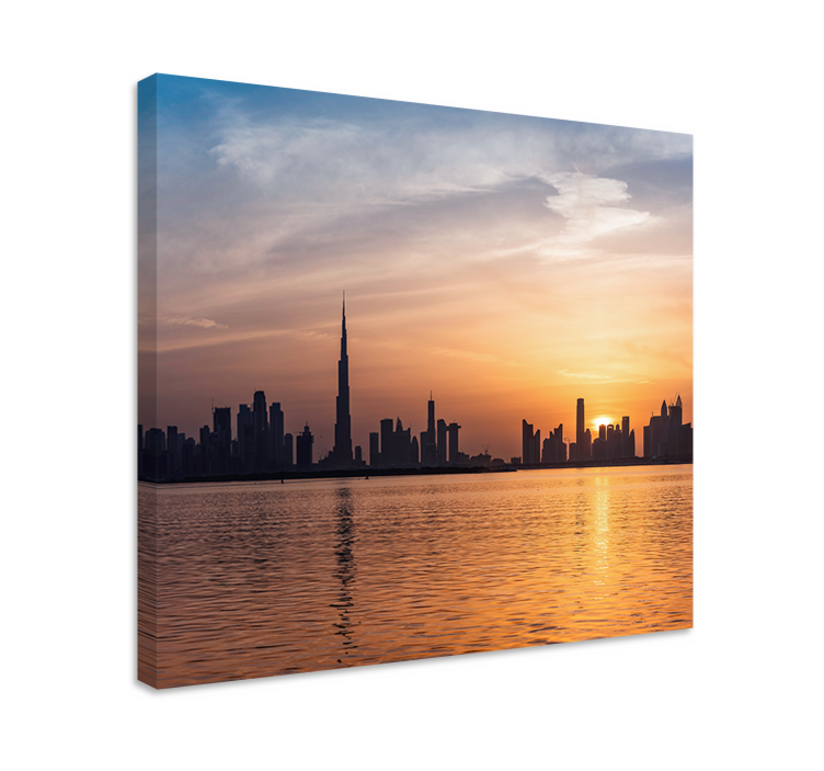 Cuadro ciudades dubai horizonte al atardecer - TenVinilo