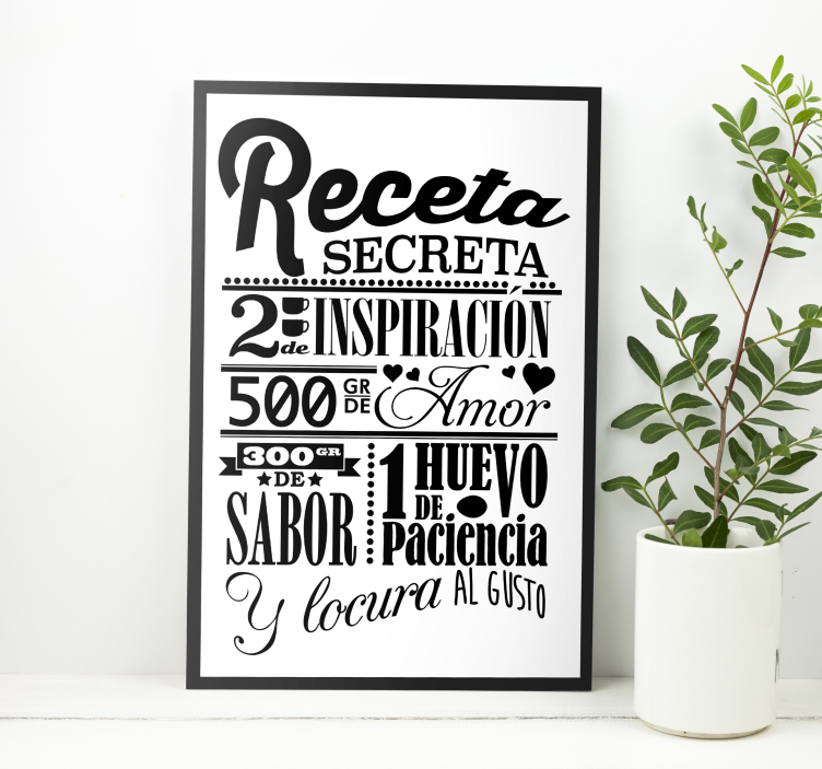 Cuadro para cocina Receta secreta - TenVinilo