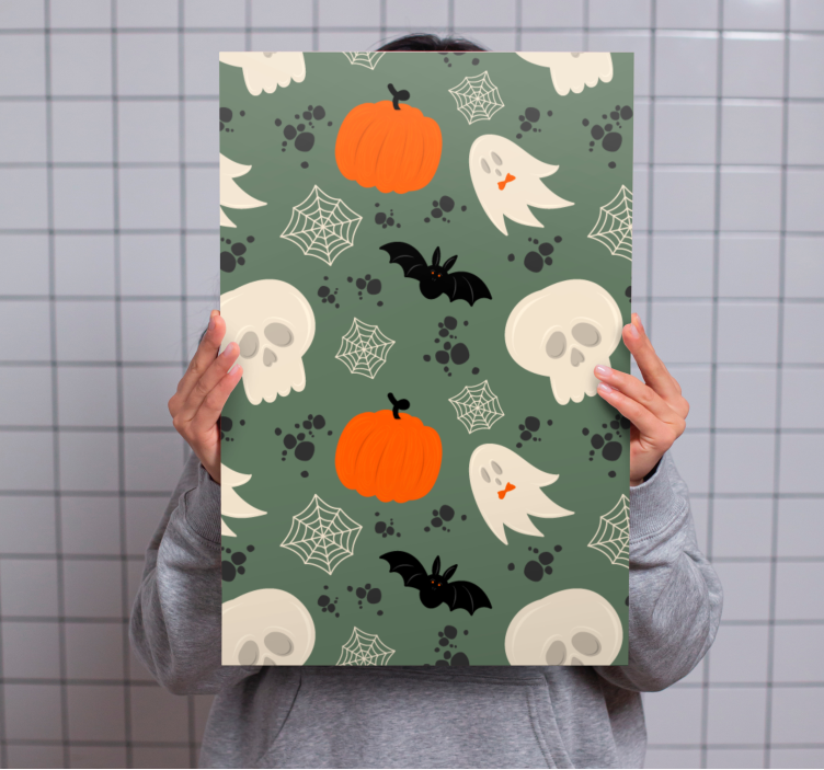 Cuadro de dinosaurios con elementos de halloween - TenVinilo