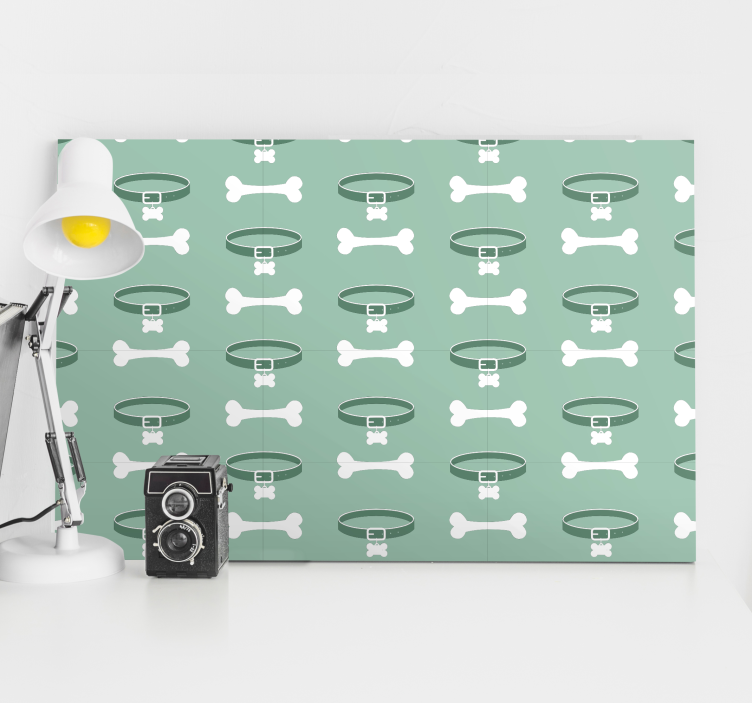 Cuadro de perro patrón de hueso y collar - TenVinilo