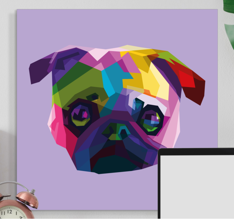 Cuadro perro Perro pug de animales geométricos - TenVinilo