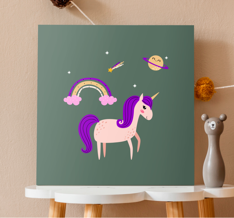 Cuadro de unicornios aventura de unicornios soñadora - TenVinilo