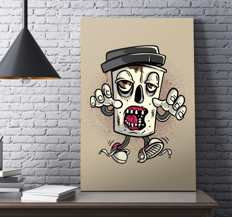 Cuadro moderno Personaje de graffiti zombie de café - TenVinilo