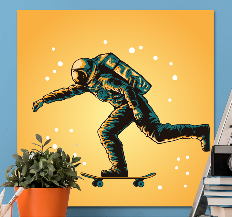 Cuadro decorativo videojuego aventura del astronauta skater - TenVinilo