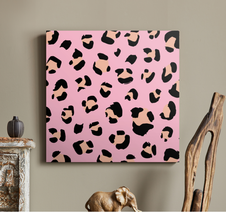 Cuadro para dormitorio Leopardo acuarela negro y rosa - TenVinilo