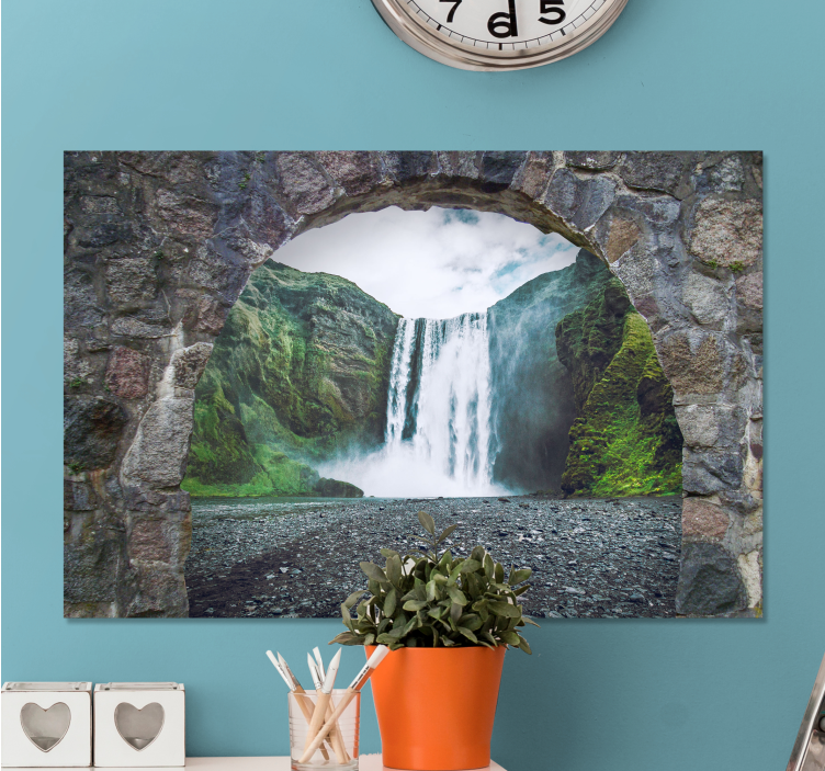 Cuadro 3d Arco con vistas a la cascada - TenVinilo