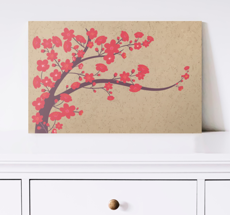 Cuadro 3d Flores rojas con fondo beige - TenVinilo