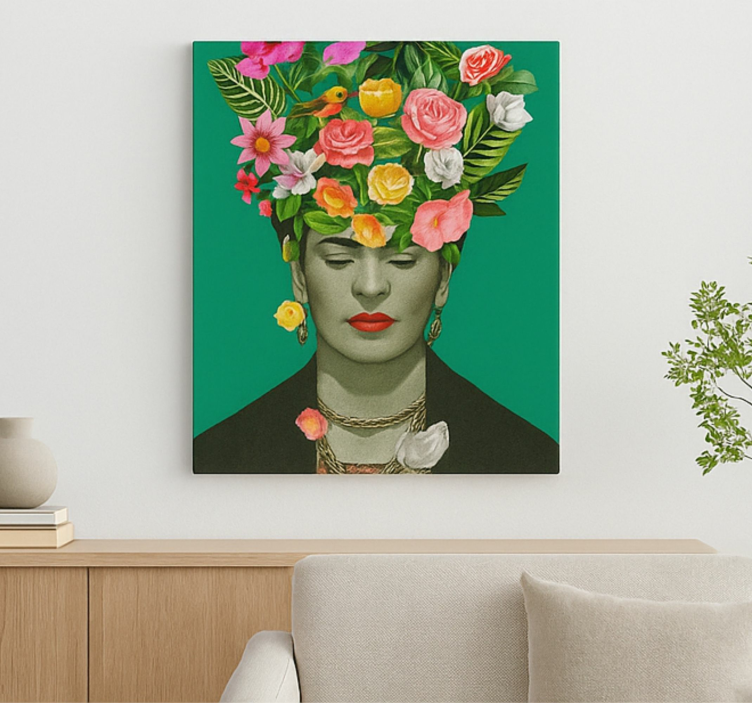 Cuadro artístico flores coloridas de frida kahlo - TenVinilo