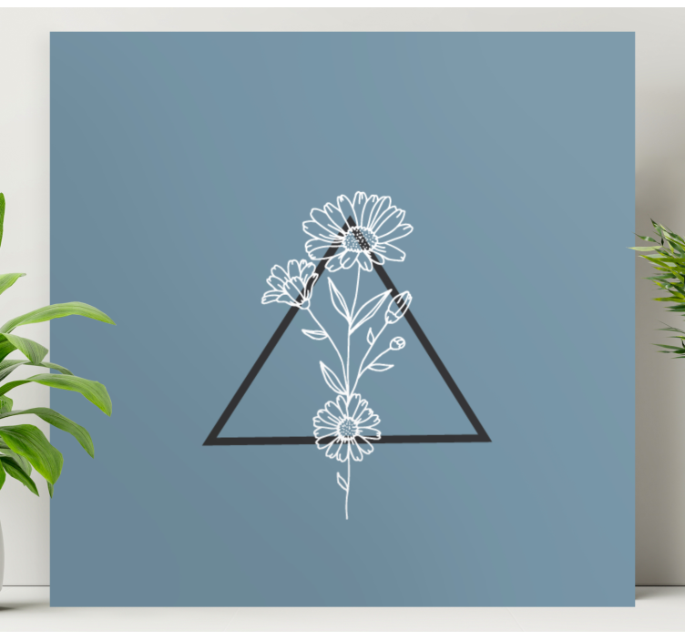 Cuadro de flores Flores minimalistas con triangulo - TenVinilo