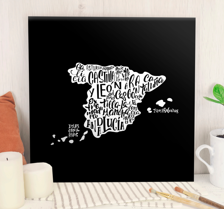 Cuadro mapa tipografía creativa del mapa - TenVinilo