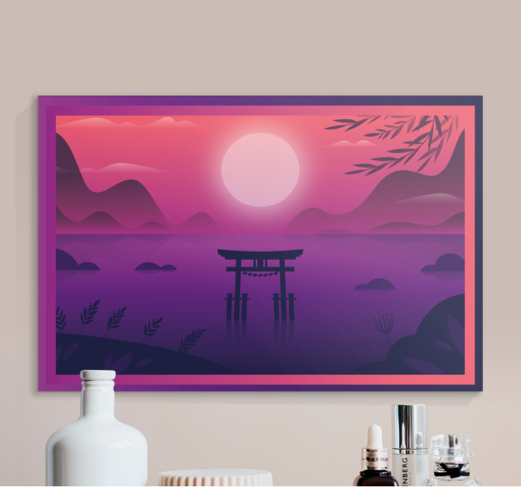 Cuadro oriental puerta torii del atardecer - TenVinilo
