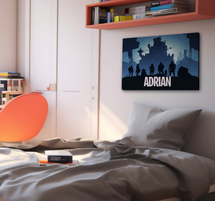 Cuadro decorativo videojuego castillo épico azul - TenVinilo