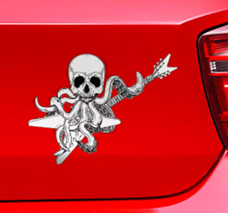 Vinilo calavera de guitarra pulpo - TenVinilo