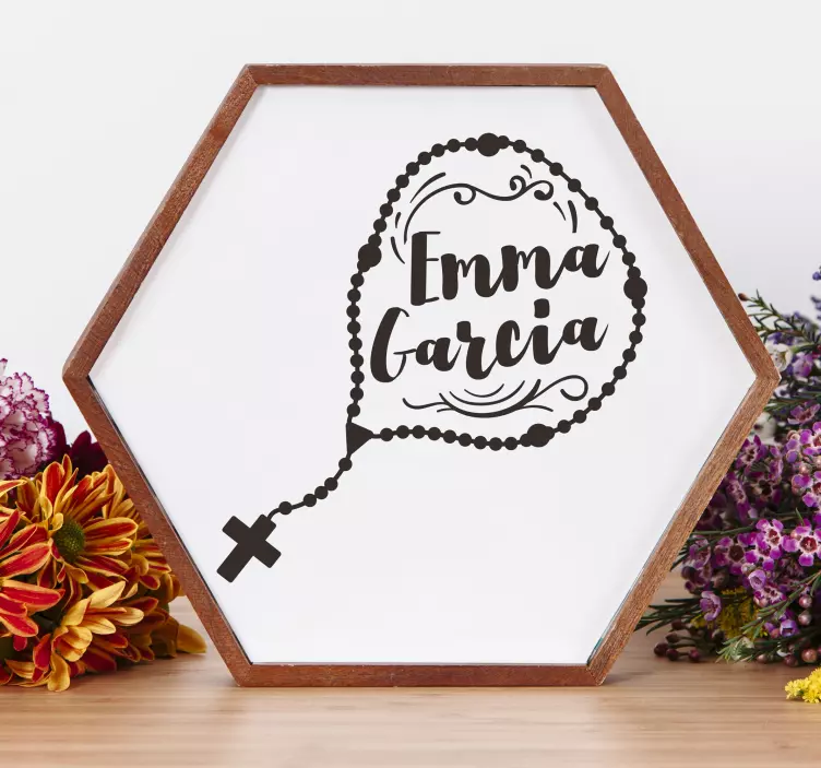 Vinilo pared rosario con nombre - TenVinilo