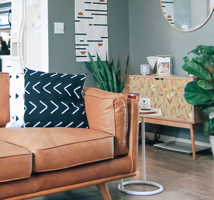 Vinilo para mueble patrón de flores de otoño - TenVinilo