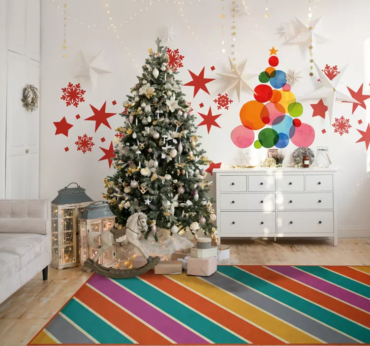 Vinilo navidad árbol de colores - TenVinilo
