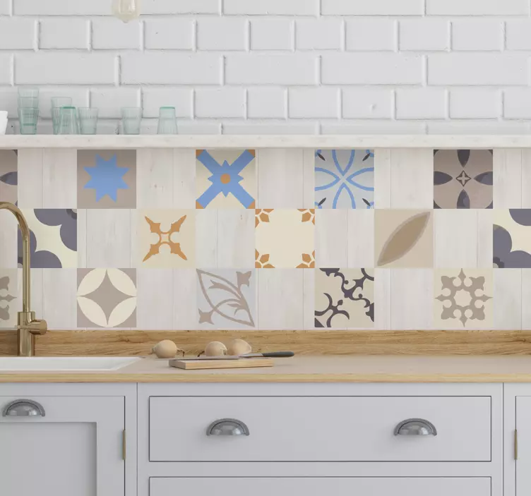 Azulejos adhesivos baldosa hidráulico - TenVinilo