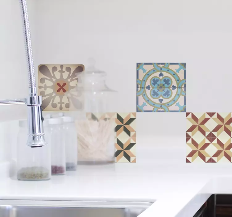 Azulejos adhesivos mosaico hidráulico varios - TenVinilo