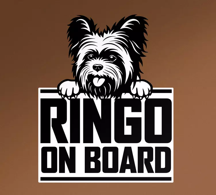 Pegatina para coche Bonito perro yorkshire asomando - TenVinilo