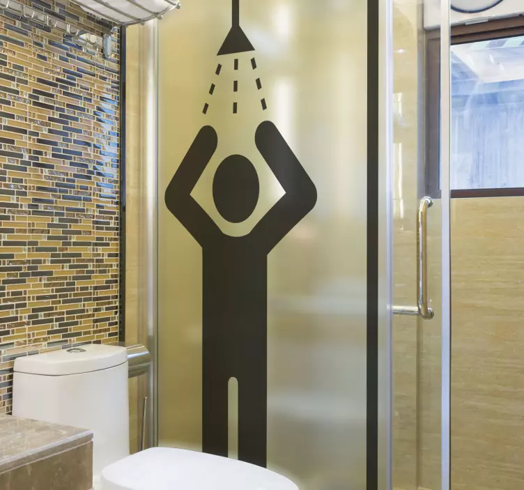 Vinilo mampara ducha Ducha personas iconos. - TenVinilo