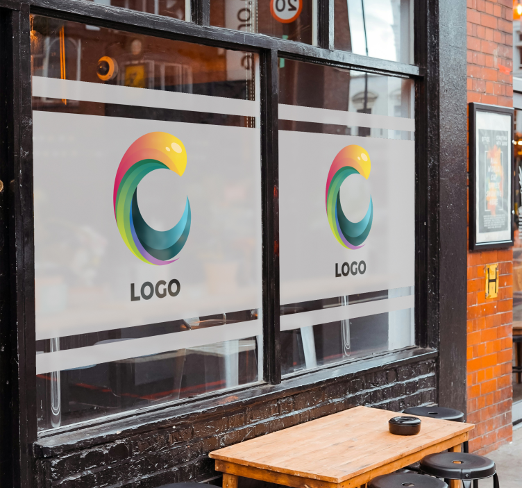 Vinilo escaparate logotipo fundido en translúcido - TenVinilo