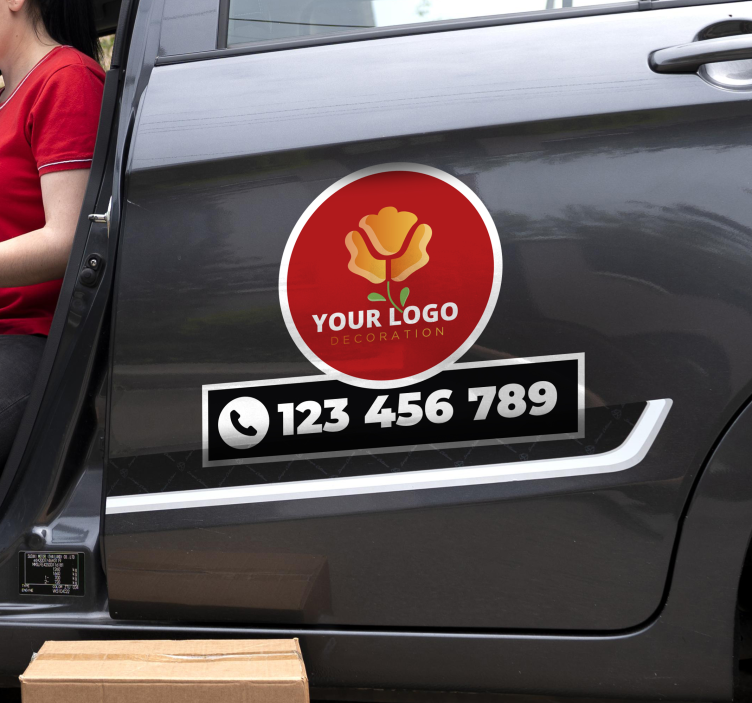 Pegatina coche logotipo y número de teléfono personalizados - TenVinilo