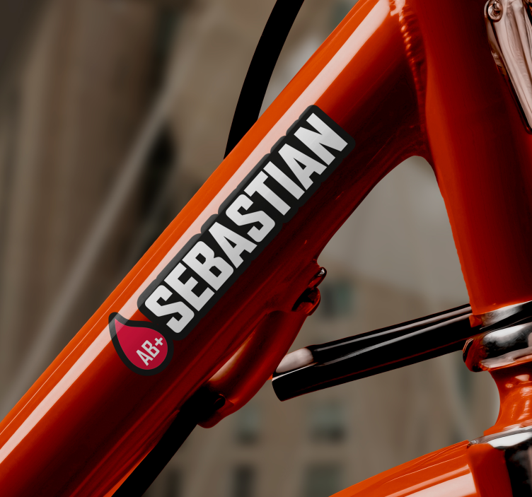 Vinilo bicicleta bandera con nombre tipo de sangre - TenVinilo