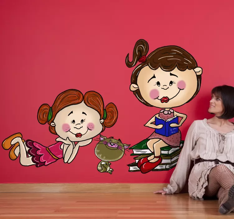 Adhesivo infantil amigas lectoras - TenVinilo