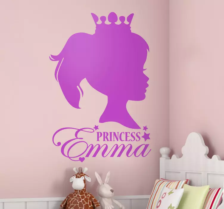 Adhesivo infantil busto princesa personalizable - TenVinilo
