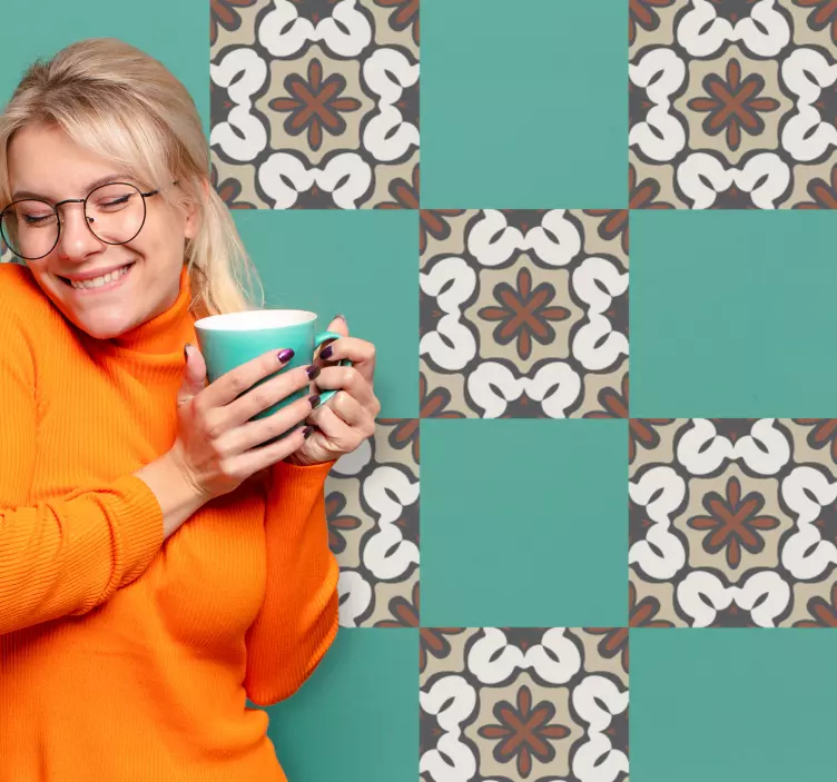 Azulejo adhesivo diseño geométrico beige - TenVinilo