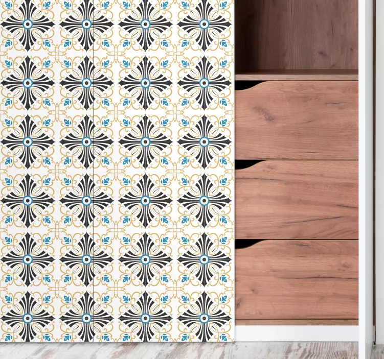 Vinilo para mueble azulejos botánicos retro - TenVinilo